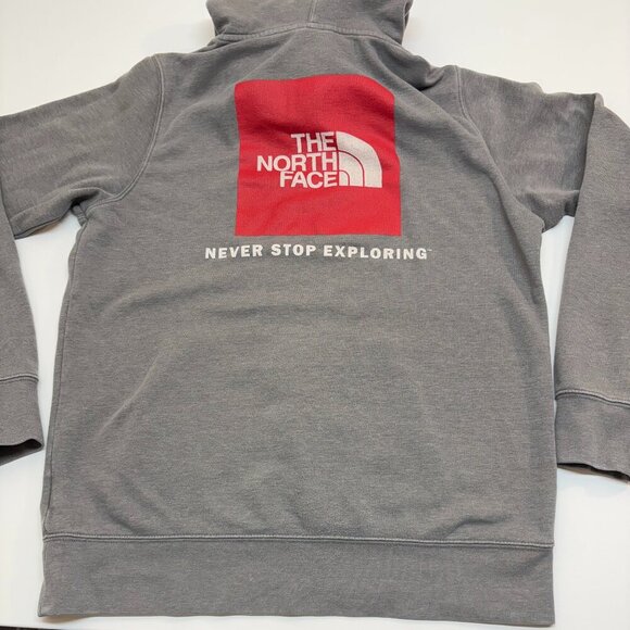 The North Face Box Logo Hoodie Distressed Faded Gray Men's M - Picture 5 of 11